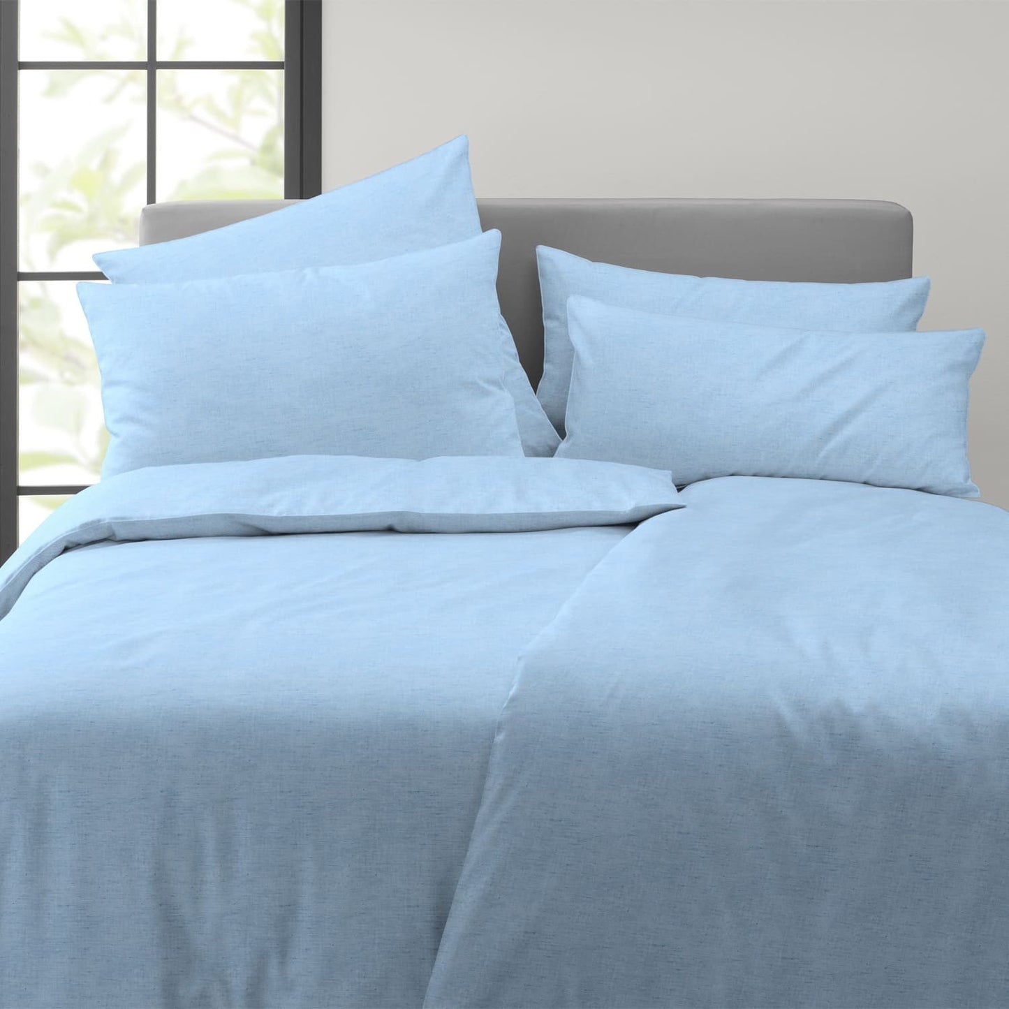 Covered Solid 601-20 Blau Washed Cotton Bettwäschegarnitur