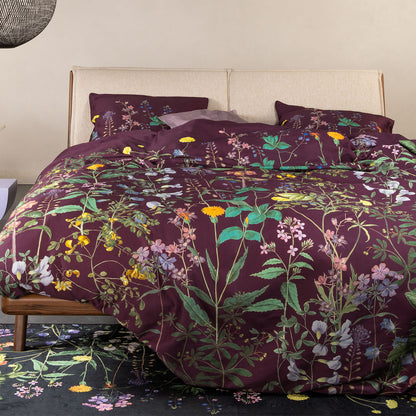 Essenza Augustina Mauve Wine Satin Bettwäschegarnitur