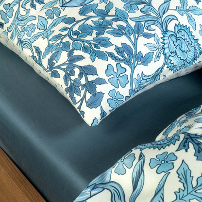Essenza Ophelia Smoke Blue Satin Bettwäschegarnitur