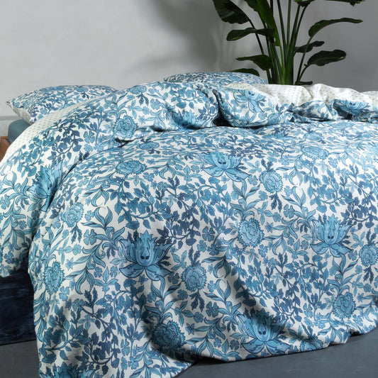 Essenza Ophelia Smoke Blue Satin Bettwäschegarnitur