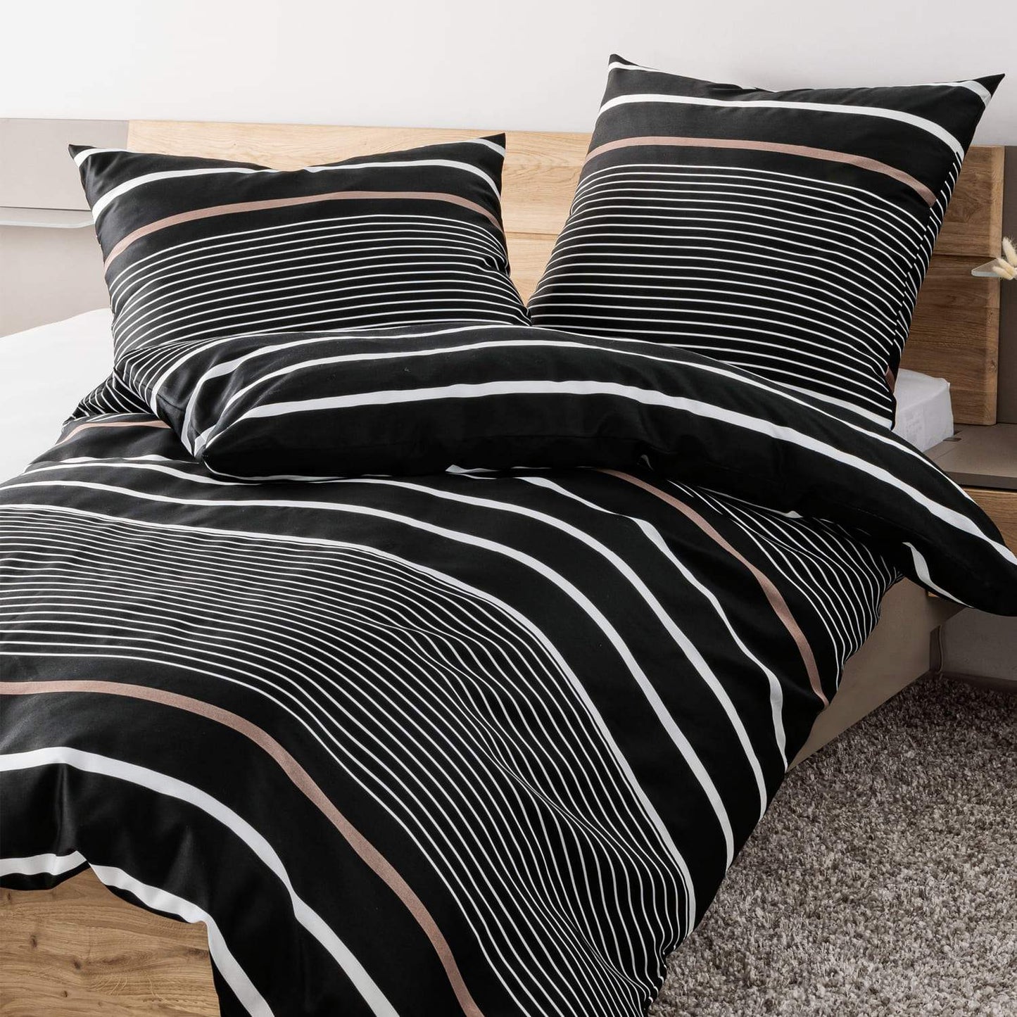 Janine J.D. 87105-07 Schwarz Mako-Satin Bettwäschegarnitur