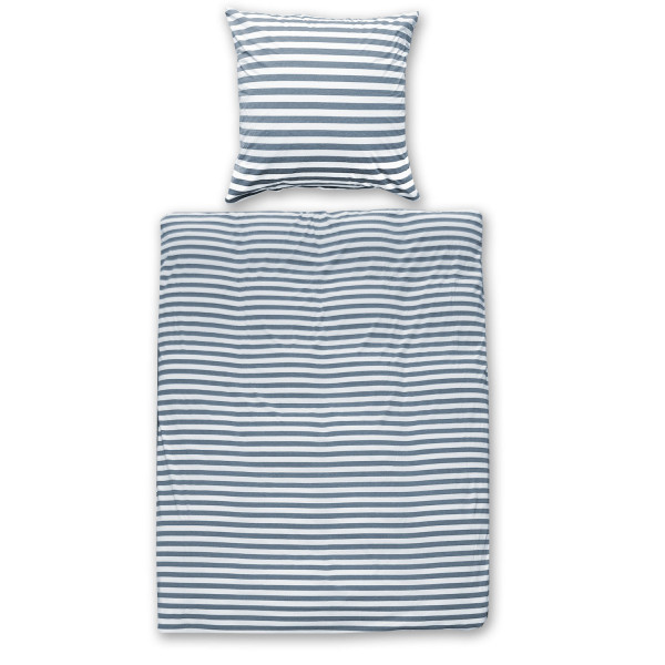 Living Home Jersey Melange Stripes blau weiß 155x220+80x80